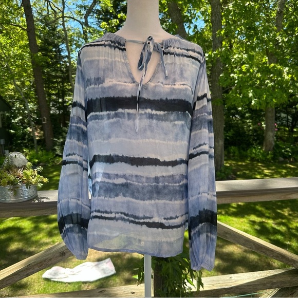Bell Dahl Tie Dye Flowy Blue Summer Blouse Top XS - Picture 3 of 8